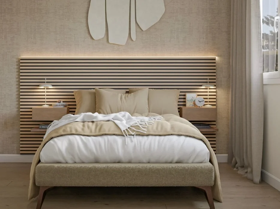 cama en habitación pequeña